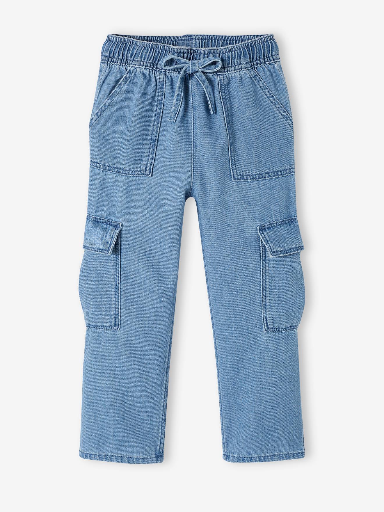 Vertbaudet Mädchen Cargo-Jeans mit Schlupfbund Oeko-Tex - blue stone