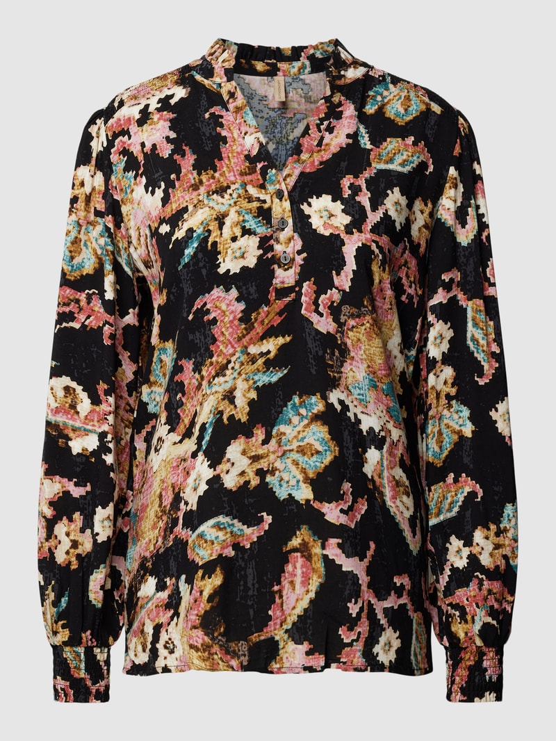 Bluse mit Allover-Print Modell 'TAKARI' in schwarz