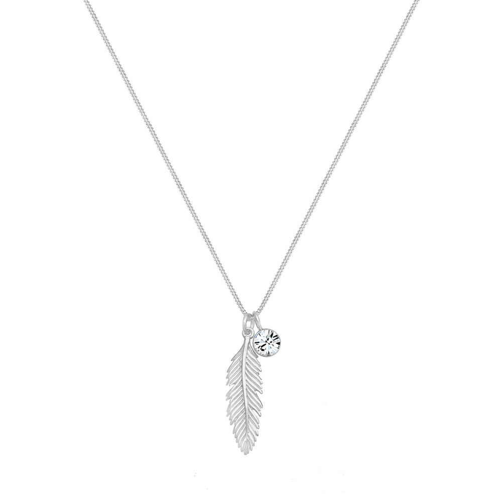 Elli Elli by Julie & Grace Collier Femme Plume Cristal en Argent Sterling 925, Collier collier