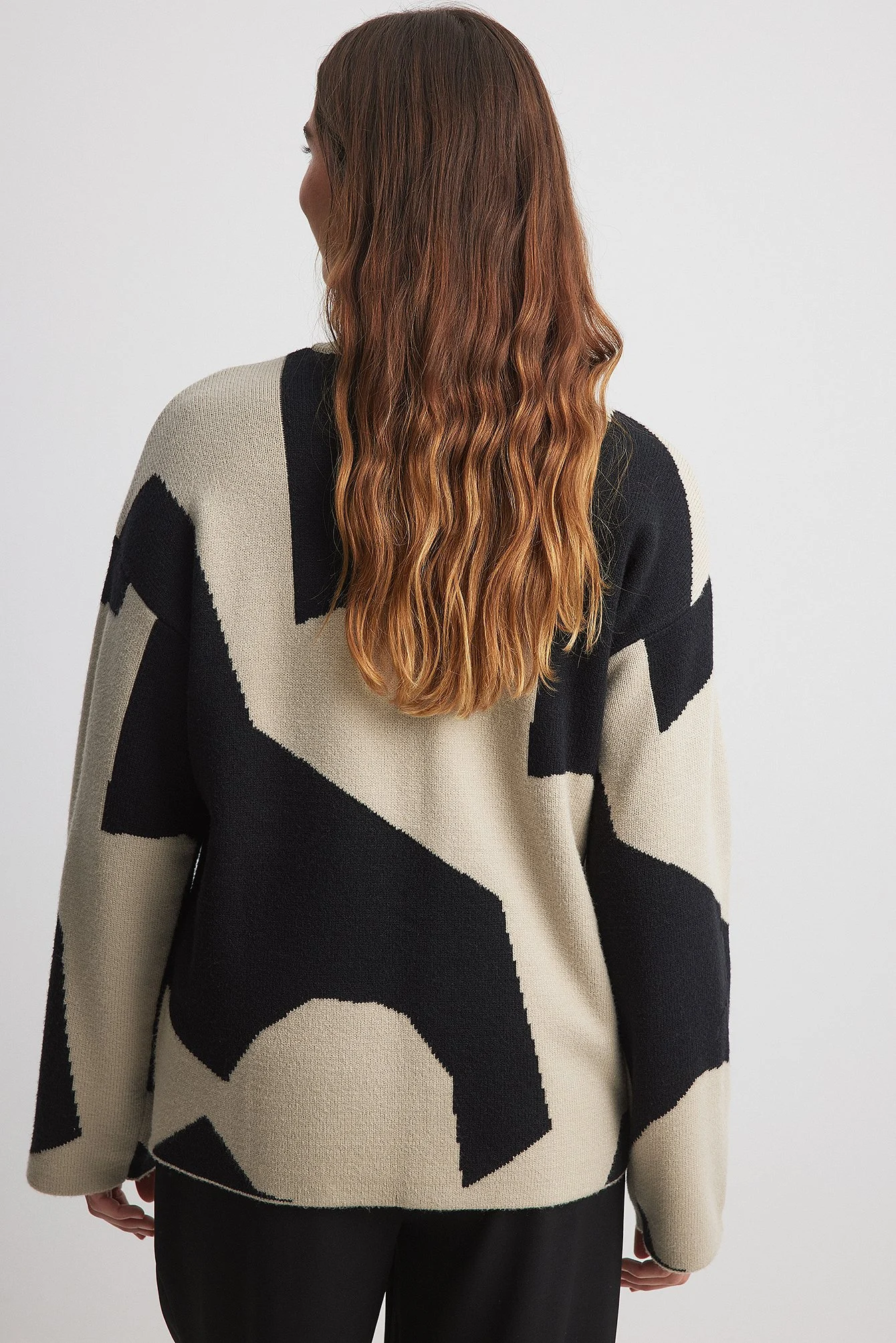 Jacquardgemusterter Rundhalsausschnitt Strickpullover