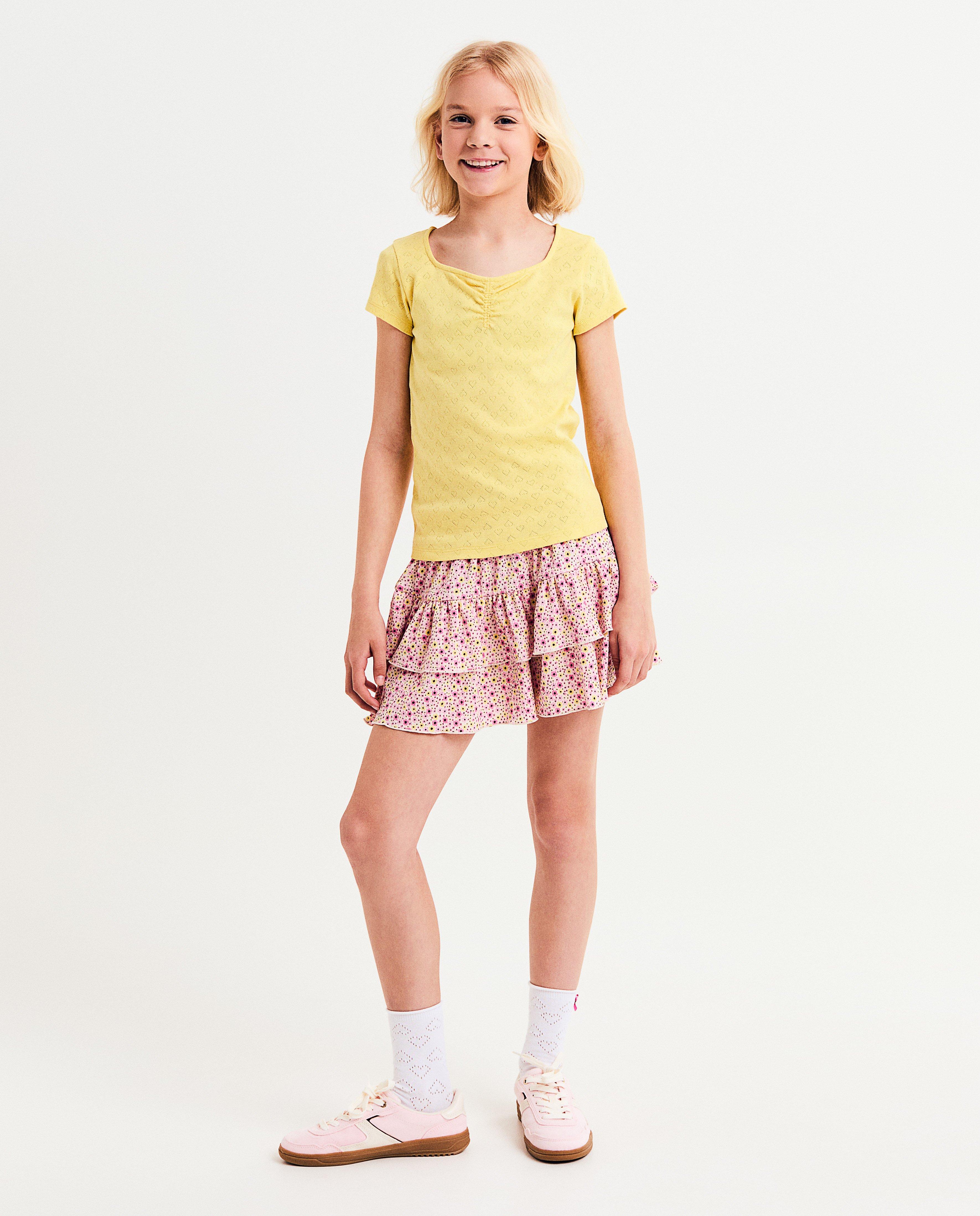 Tricou Steffi Mercie cu broderie, 9-16 ani, galben deschis