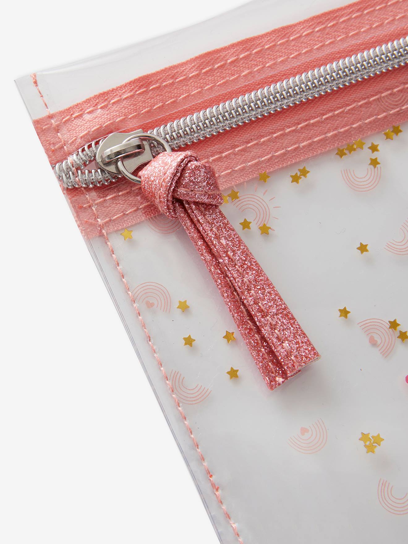 Pochette zippée à paillettes fille rose