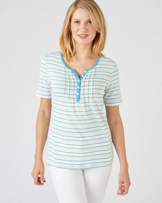 Tee-shirt col tunisien pur coton