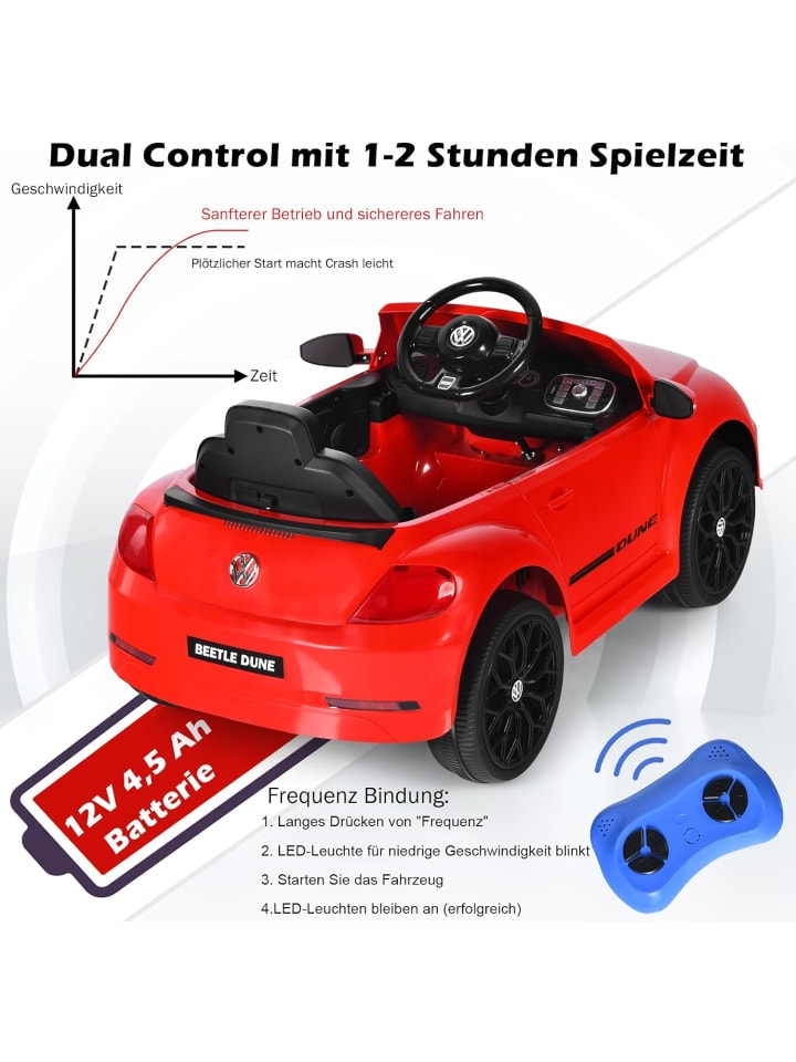 COSTWAY 12V VW Käfer Elektroauto in Rot günstig kaufen 47 cm