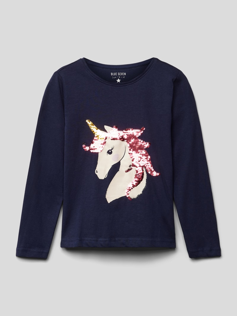 Longsleeve mit Motiv-Print in blau