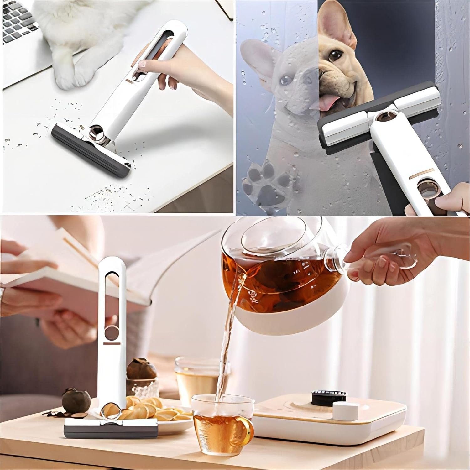 YUHRO Wischmopp Mini-Schwamm-Mopp, tragbar, handwaschbar zur Tischreinigung., Mini-Portable-Mopp mit Mopp und 2 Baumwollköpfen.