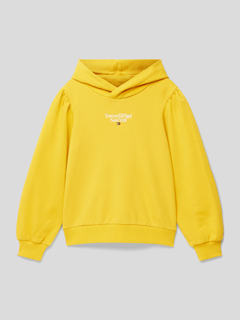 Hoodie mit Label-Stitching in gelb