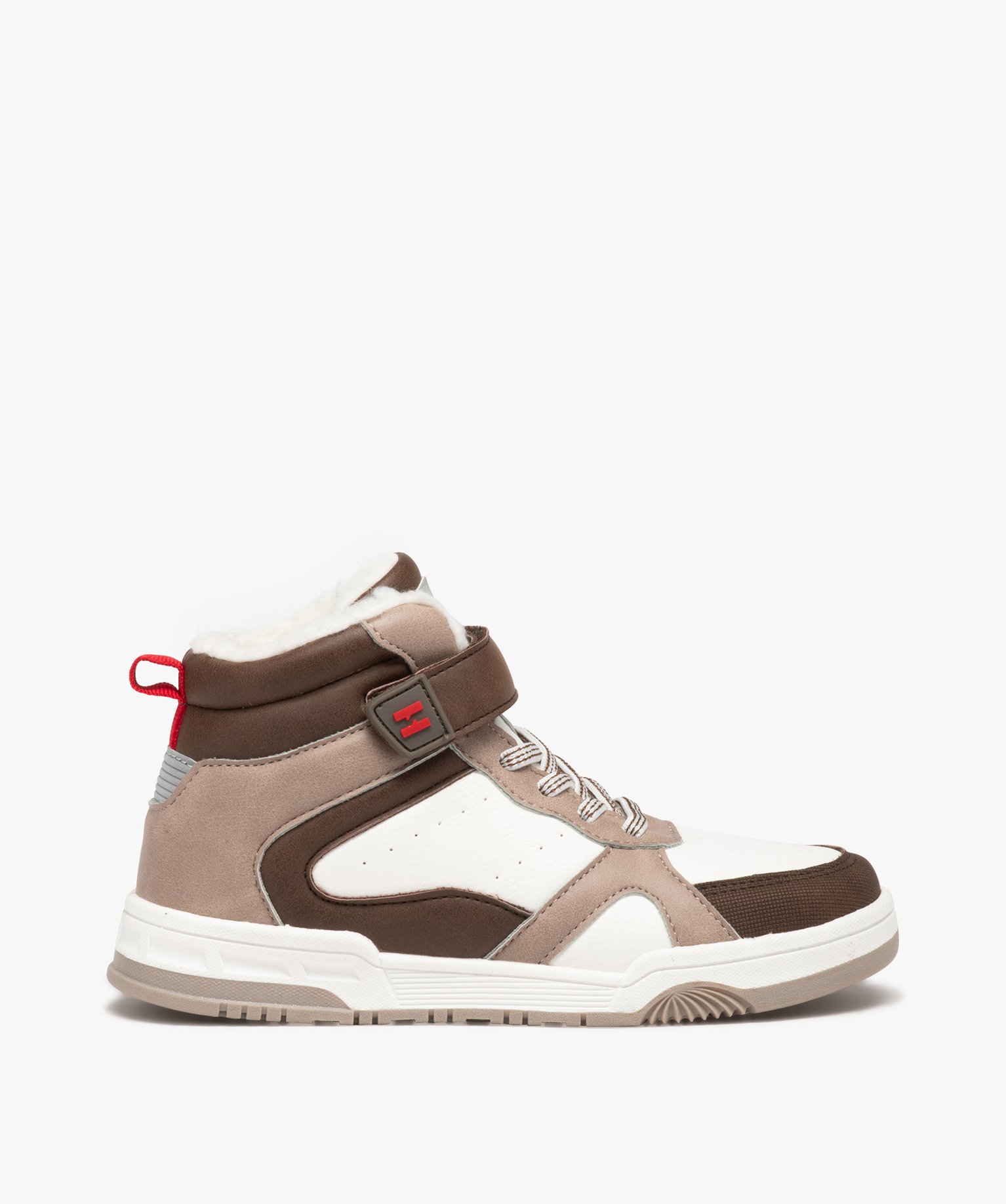 Boots Garçon fourrées dessus bicolores et à scratch - Hobiz taupe | GEMO