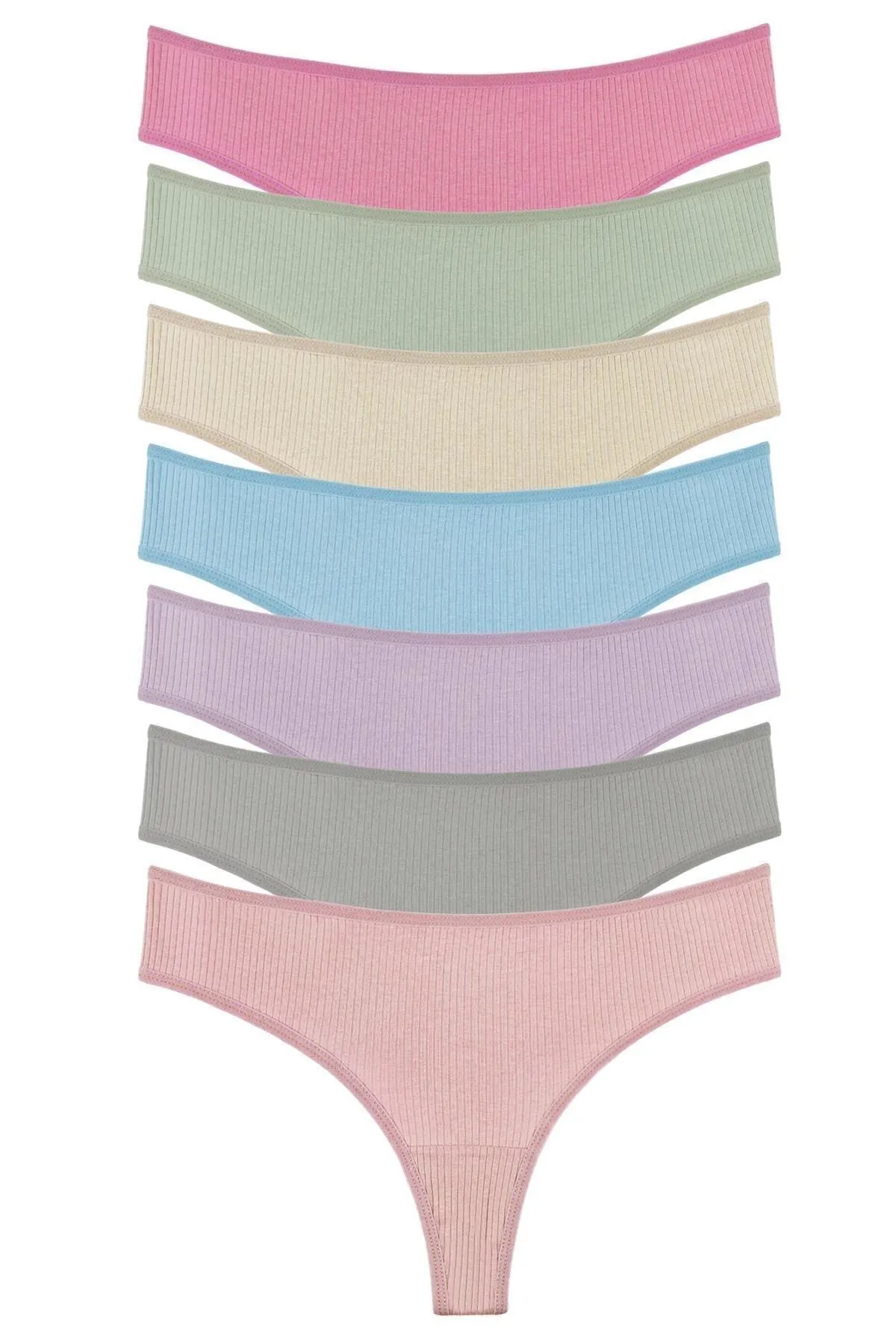 Sensu  Gerippter brasilianischer Tanga für Damen im 7er-Pack
