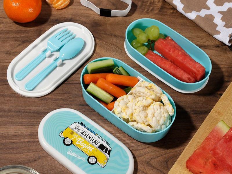 Volkswagen T1 Bento blaues Lunchbox Set