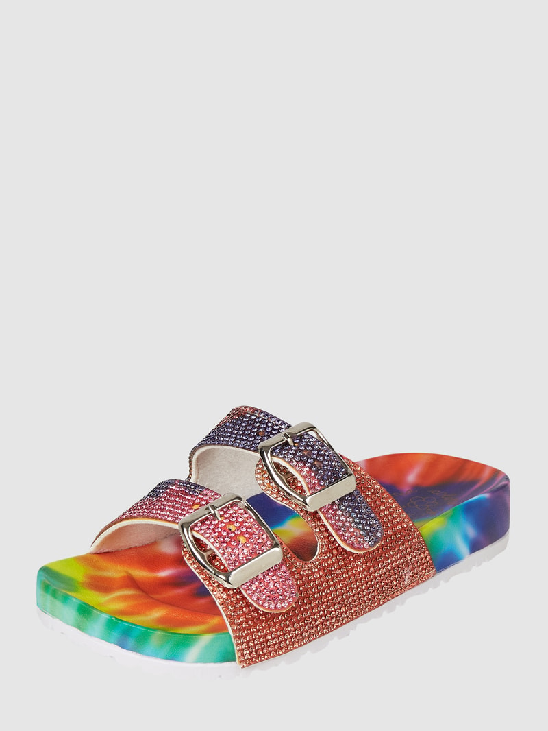 Sandalen mit Strasssteinen in pink