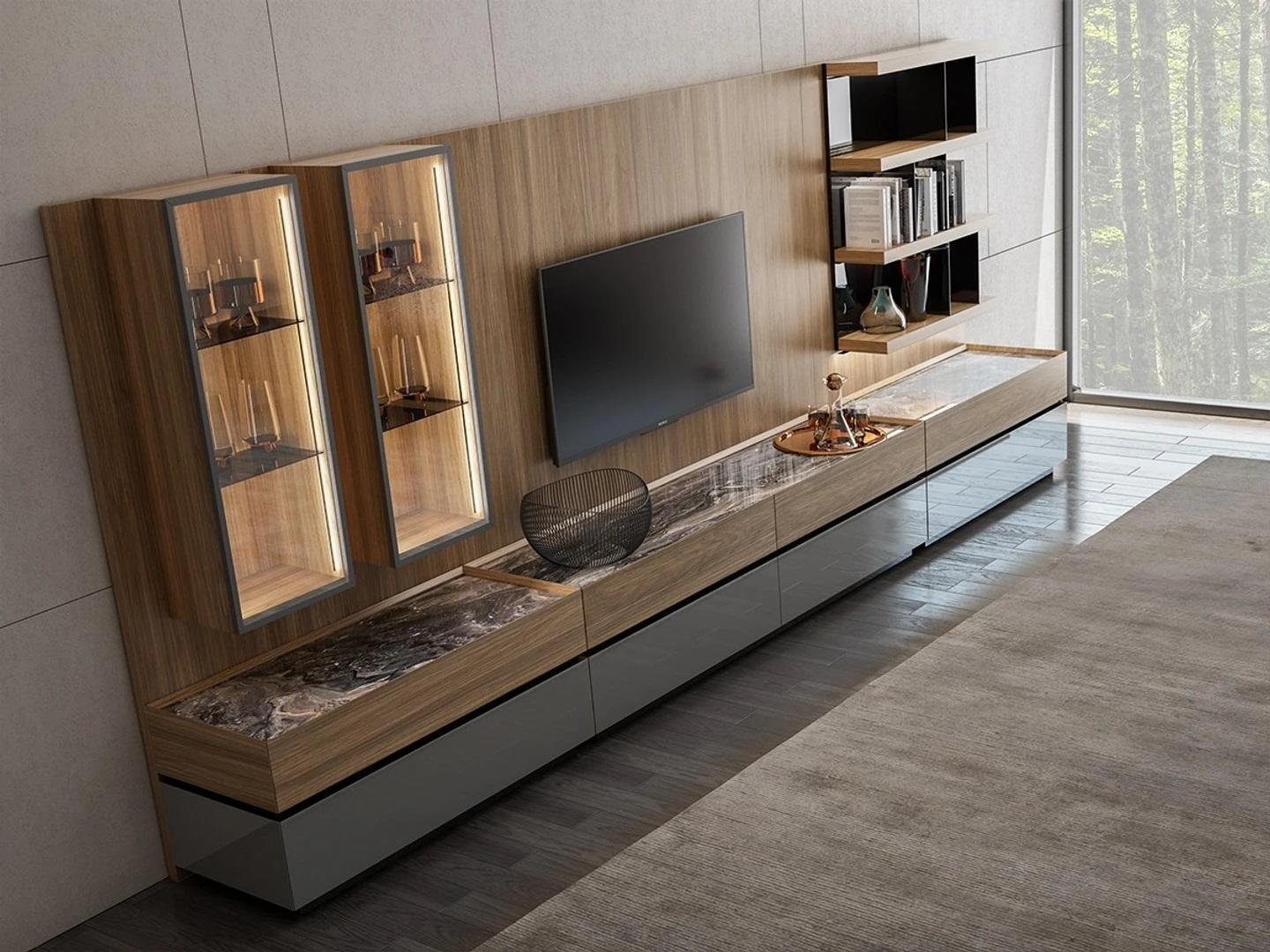 JVmoebel Wohnwand Modern Design Einrichtung Wohnwand Set TV-Ständer Wandregale, (1-St., 1x nur Wohnwand ohne Couchtisch), Made in Europa