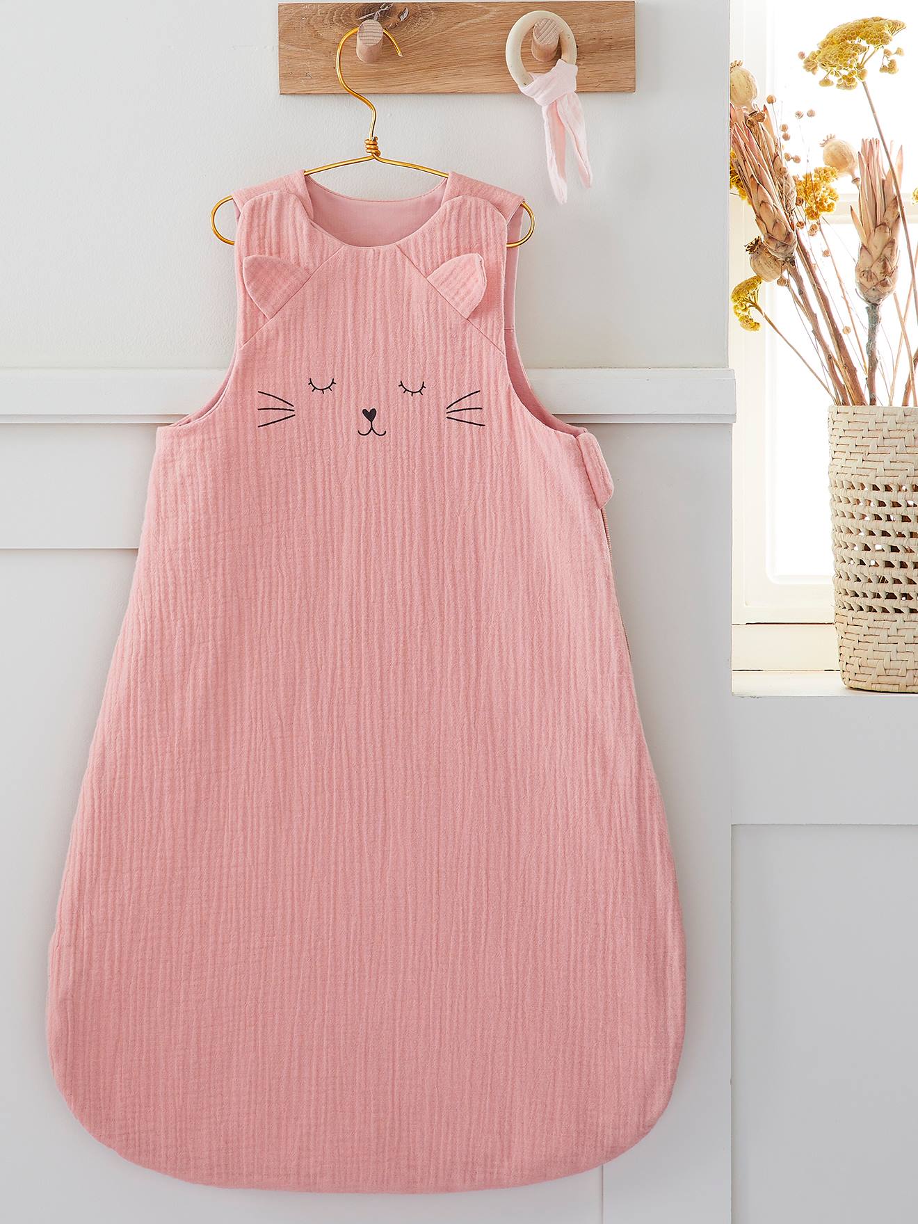 Vertbaudet Bio-Kollektion: Baby Sommerschlafsack KÄTZCHEN - rosa