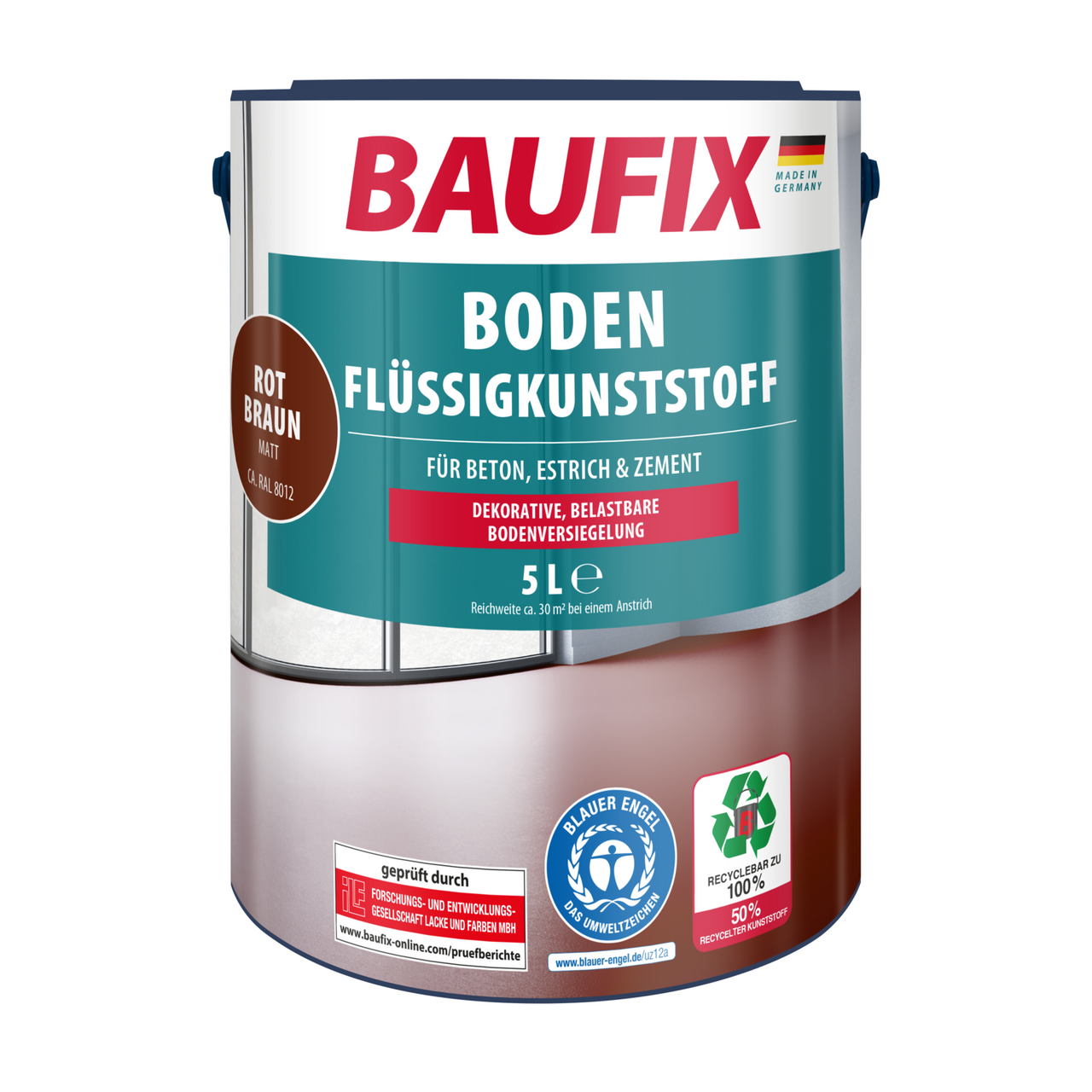 Baufix Boden-Flüssigkunststoff 5 l, rotbraun - 2er Set