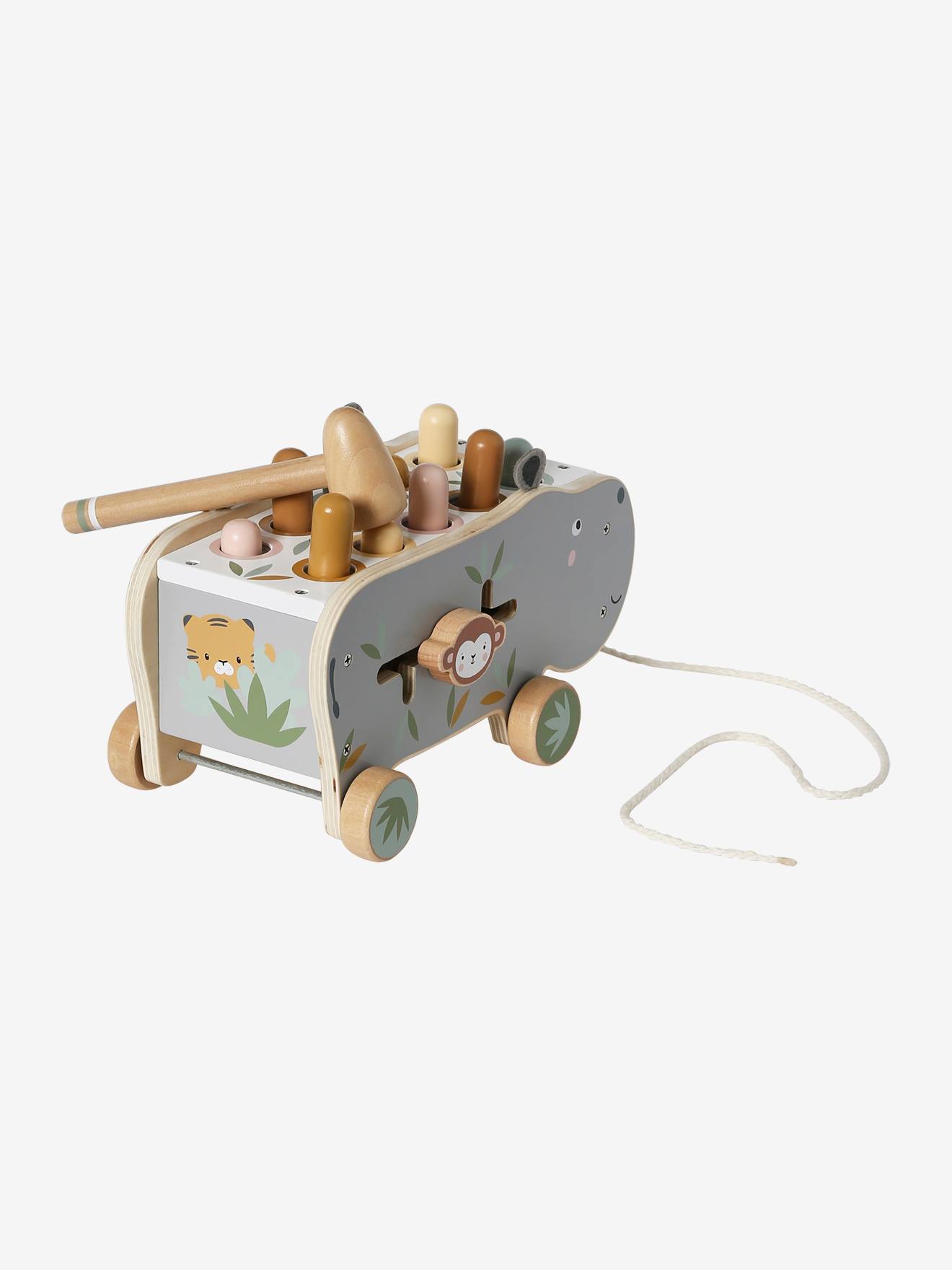 Hippopotame à tirer en bois FSC® gris