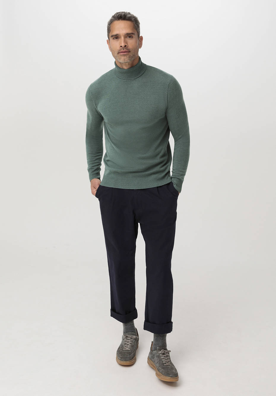 Rollkragen-Pullover aus Schurwolle mit Kaschmir