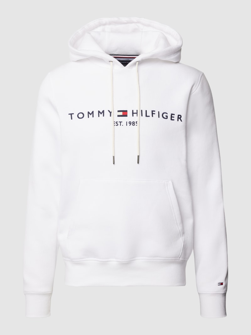 Hoodie mit Label-Stitching in weiß