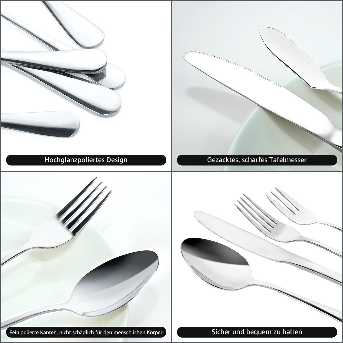 7Magic Besteck-Set, 72 teilig Spiegelpolierte Silber Besteckset
