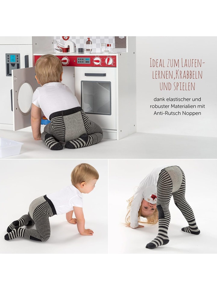 LaLoona Krabbelstrumpfhose - Streifen Grau - in grau,schwarz günstig kaufen
