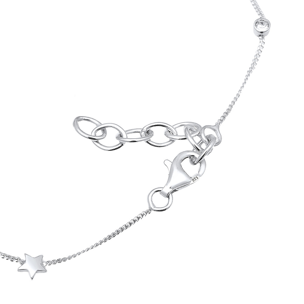 Elli Elli Bracelet de Cheville Sterne Solitär Kristalle 925 Silber Bijoux