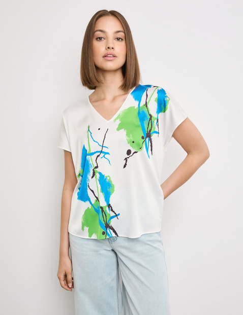 Blusenshirt mit Material-Mix