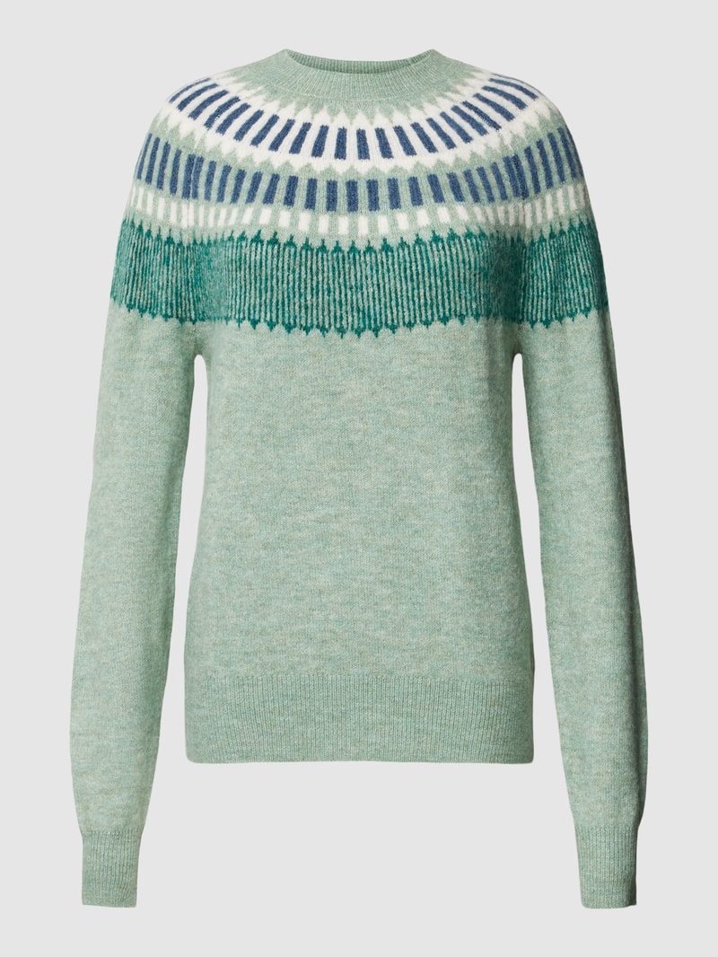 Strickpullover mit Rundhalsausschnitt in metallic türkis