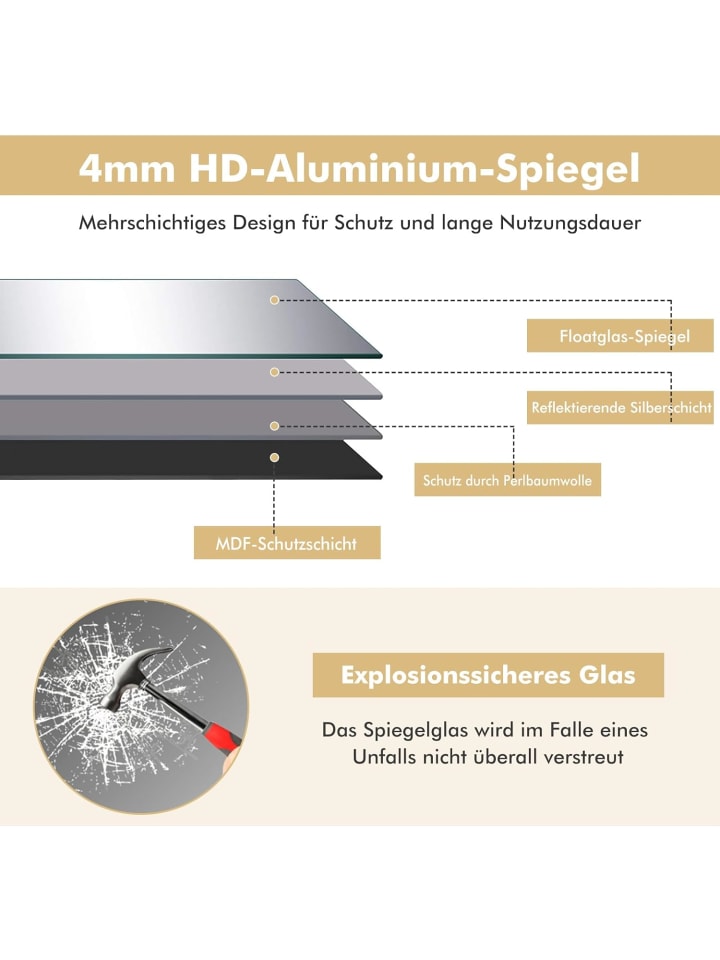 COSTWAY Wandspiegel in Gold günstig kaufen 150 cm