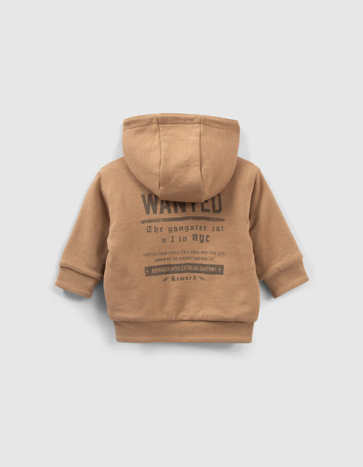 Cardigan réversible camel et gris imprimé bébé garçon