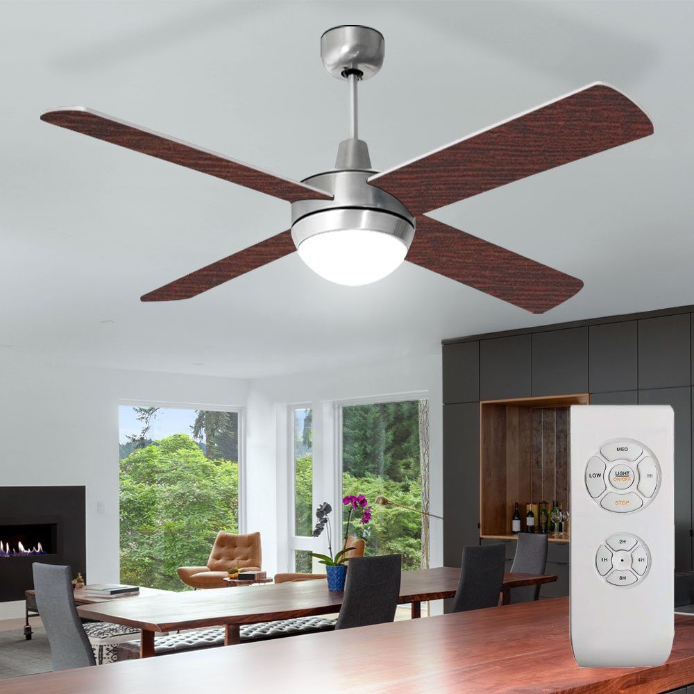 etc-shop Deckenventilator, Deckenventilator mit Beleuchtung und Fernbedienung leise 132cm
