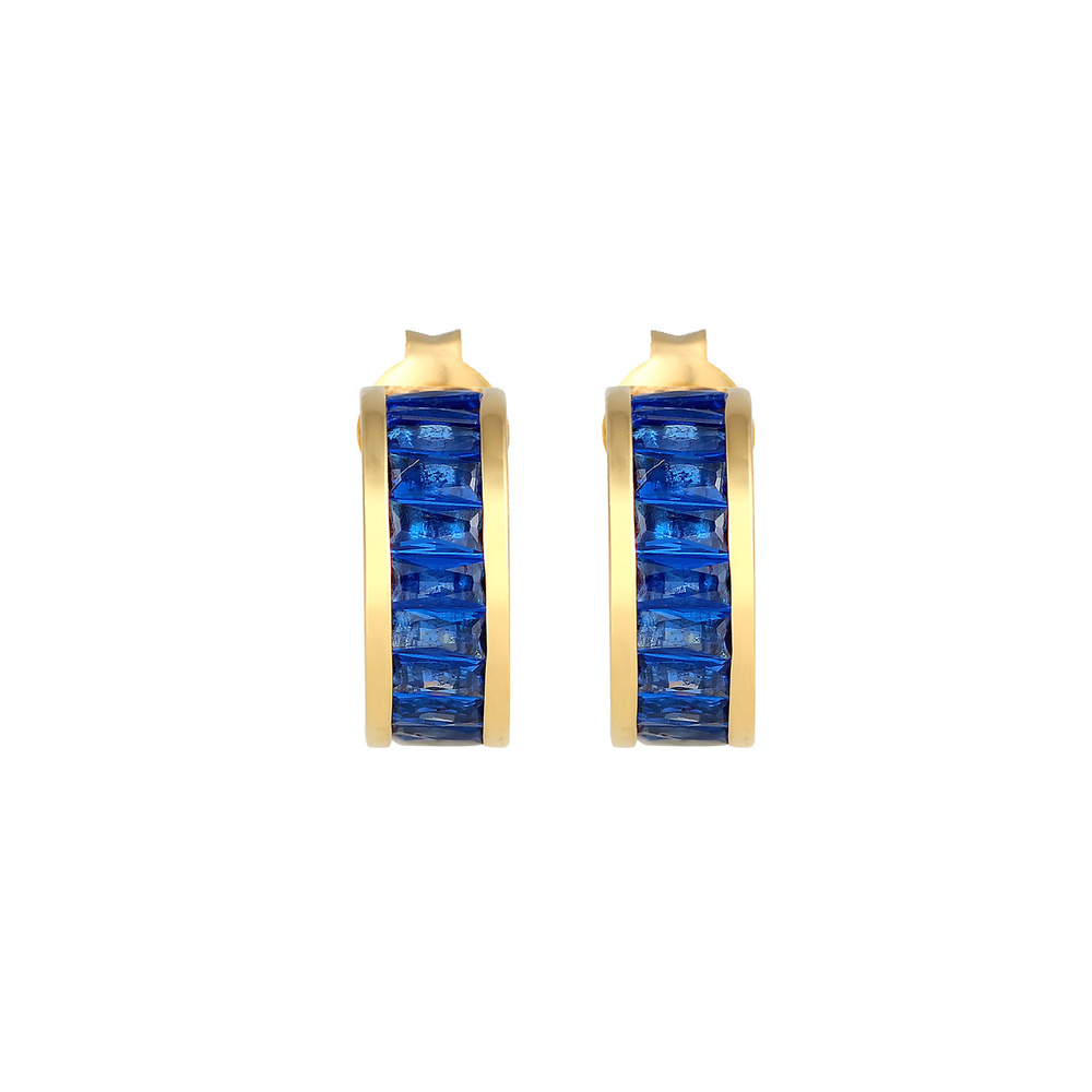 Elli PREMIUM Elli PREMIUM Boucles d'Oreilles Créoles élégantes avec saphirs en 925/1000 argent Boucles d'oreilles
