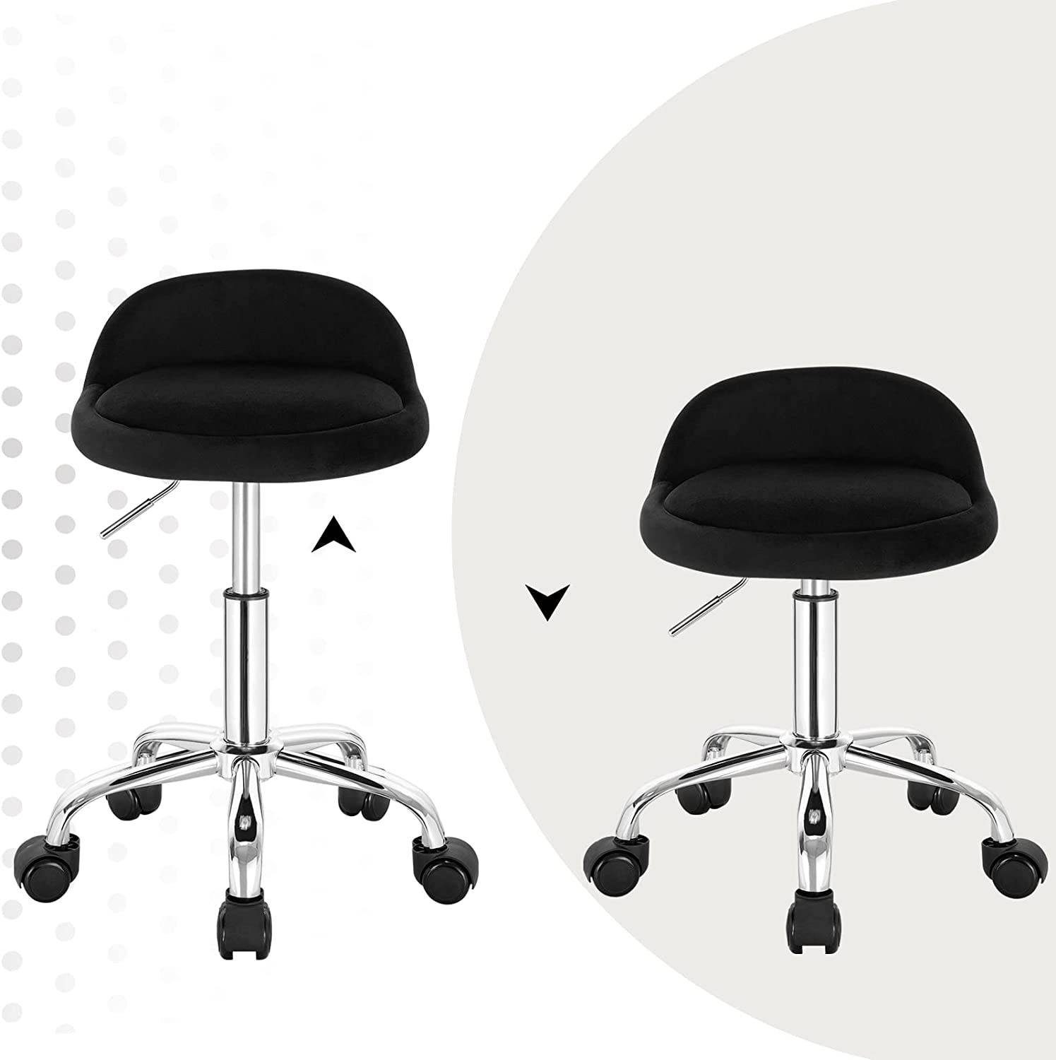 Woltu Bürostuhl, mit Rollen Drehhocker höhenverstellbar Sitzhöhe 43-54,5 cm
