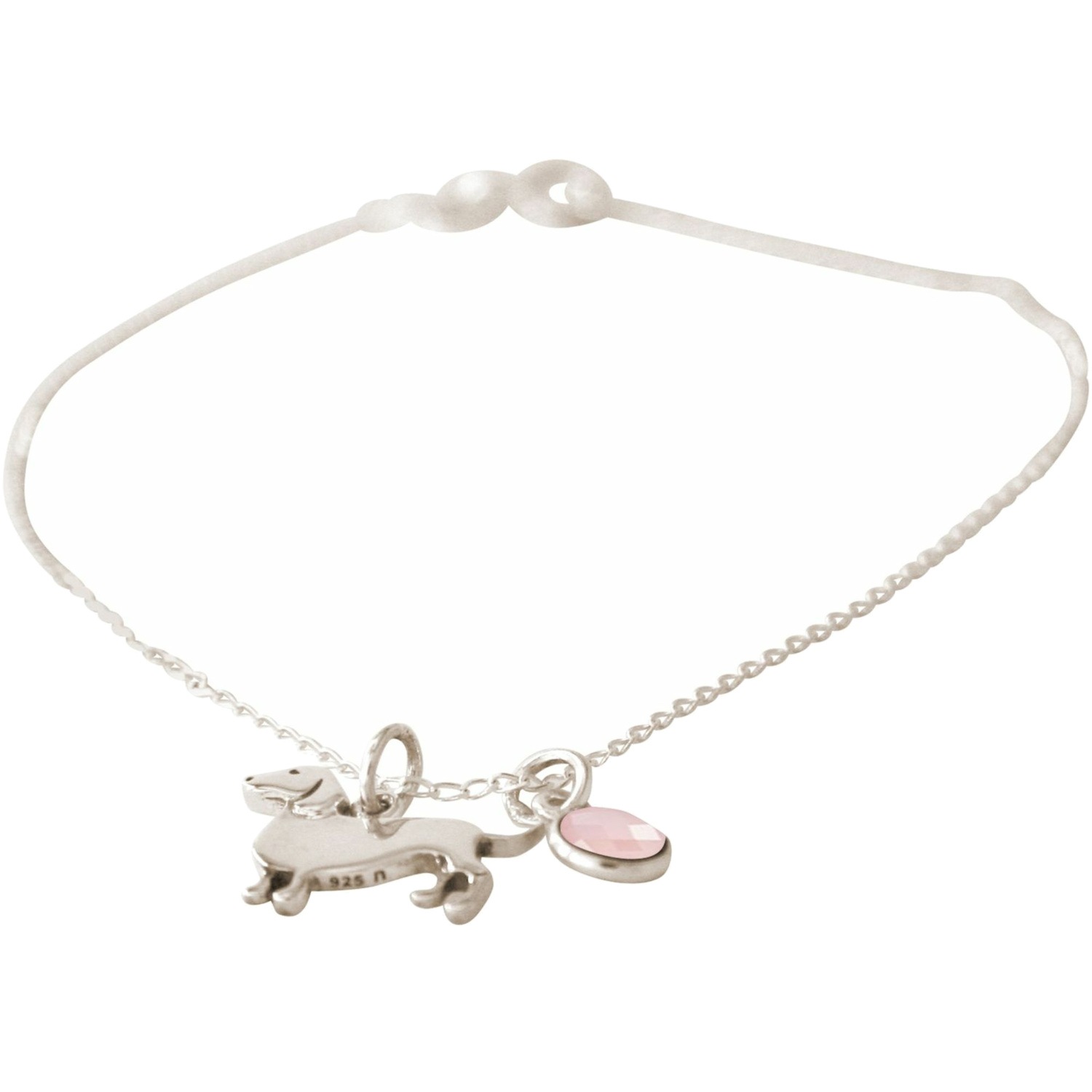 Armband 'DACKEL DACHSHUNDRosenquarz'