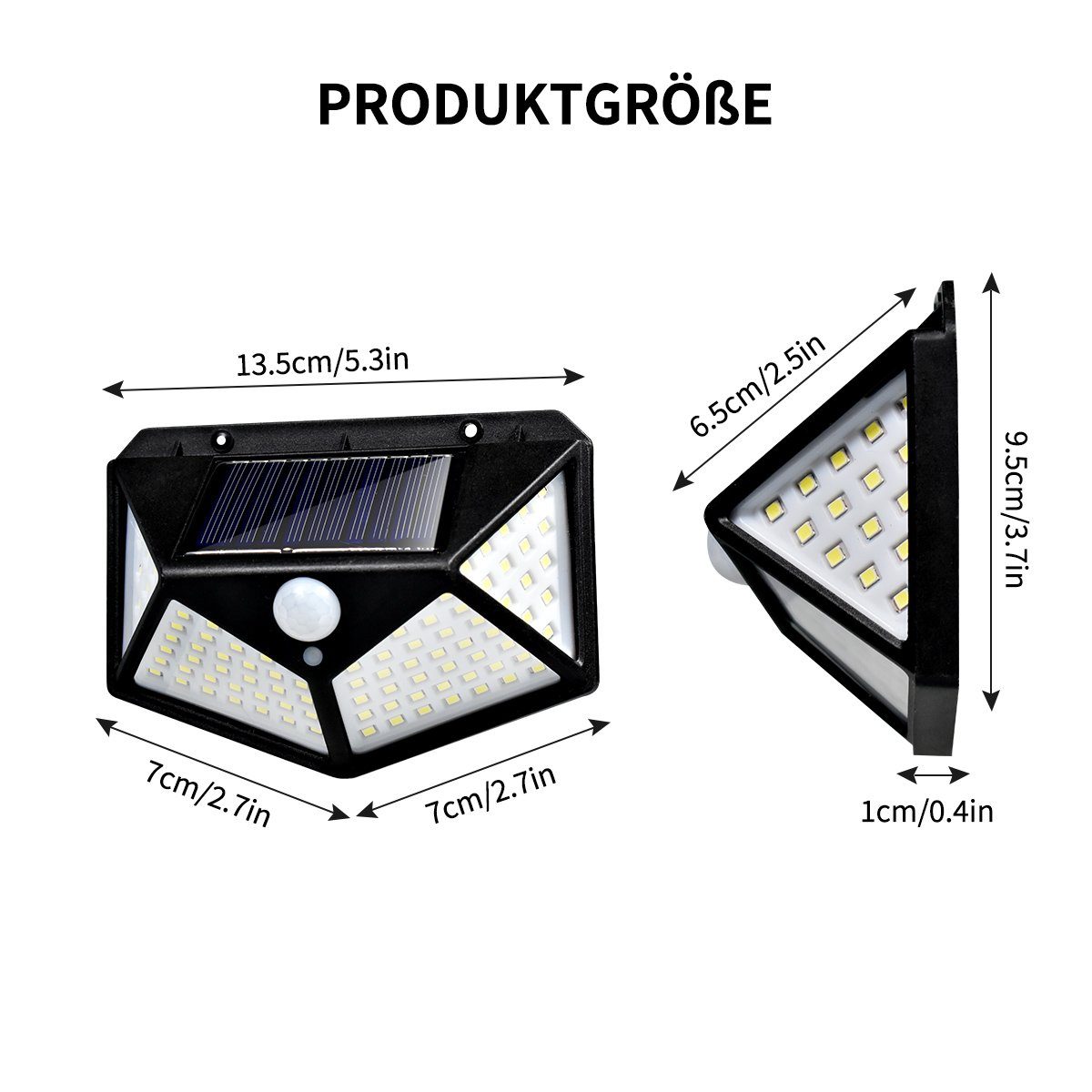 MULISOFT LED Solarleuchte 4 Stück Wandleuchte mit Bewegungsmelder, 270 ° Vierseitige Beleuchtung, 100 LED Solar Aussenleuchte für Außen LED Gartenleuchte Gartenstrahler