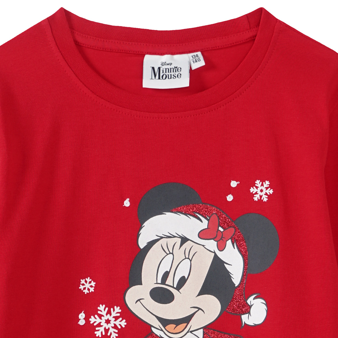 Minnie Maus Weihnachtslangarmshirt mit Print rot