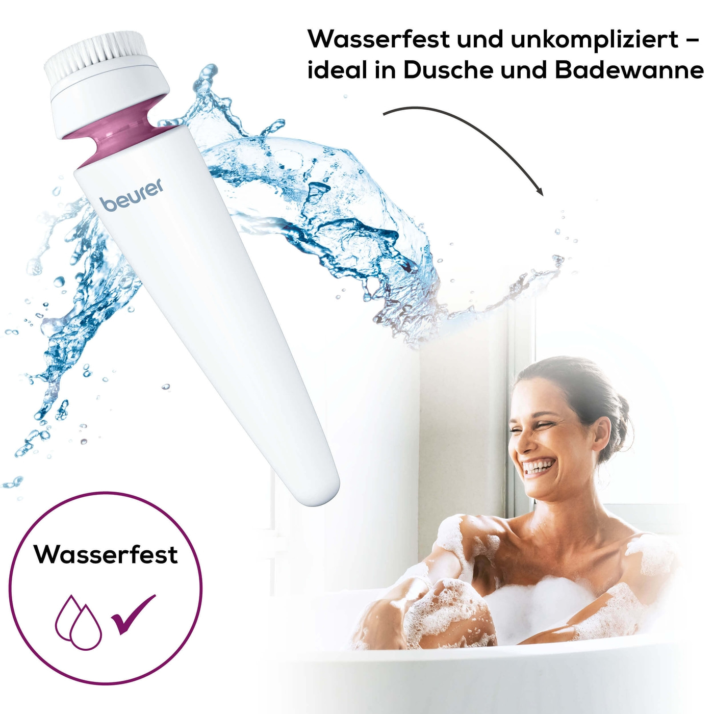Beurer Gesichtsbürste FC 95 Pureo Deep Cleansing-Gesichtsbürste mit 4 Bürstenaufsätzen für jeden Hauttyp