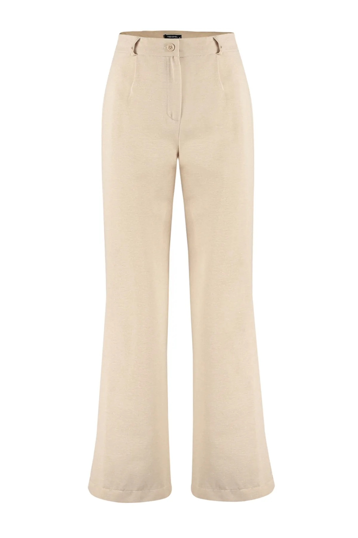 Trendyol Collection  Steinige, gewebte Hose in Leinenoptik mit hoher Taille TWOSS23PL00210