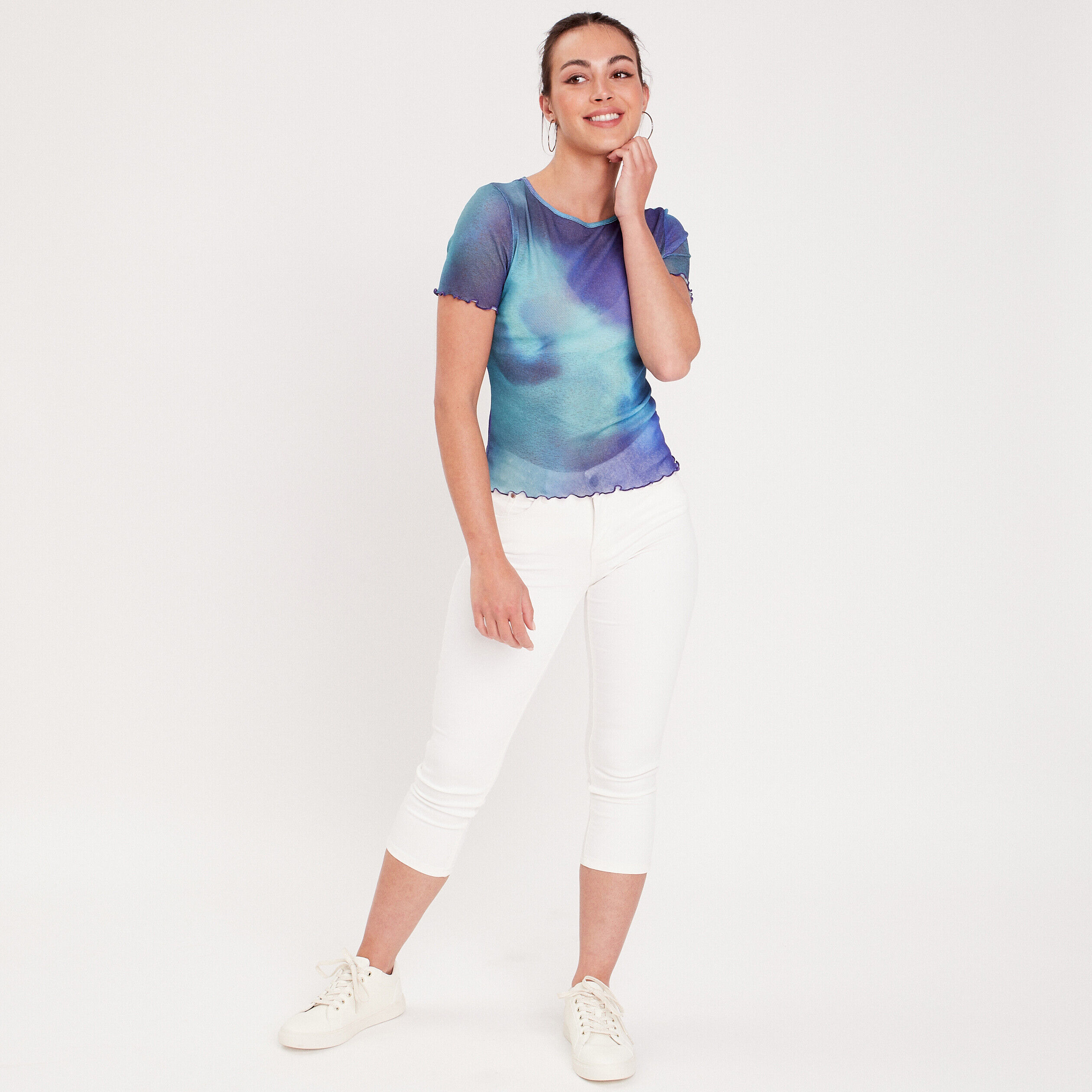 T-shirt manches courtes bleu electrique femme | Cache Cache