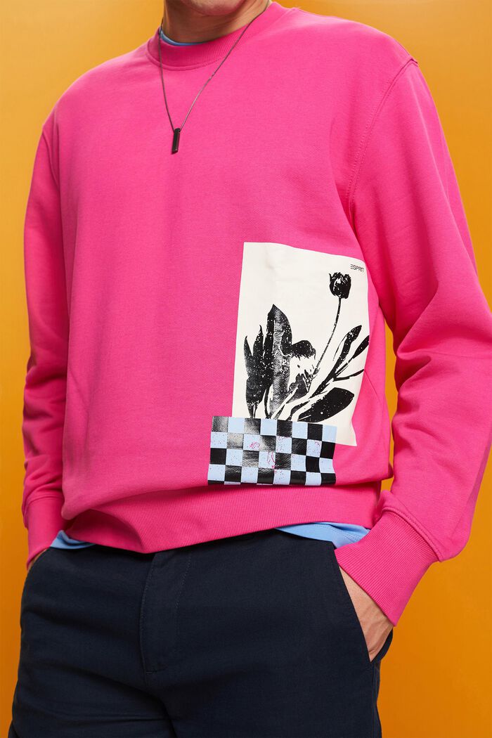Rundhals-Sweatshirt mit Print, 100 % Baumwolle