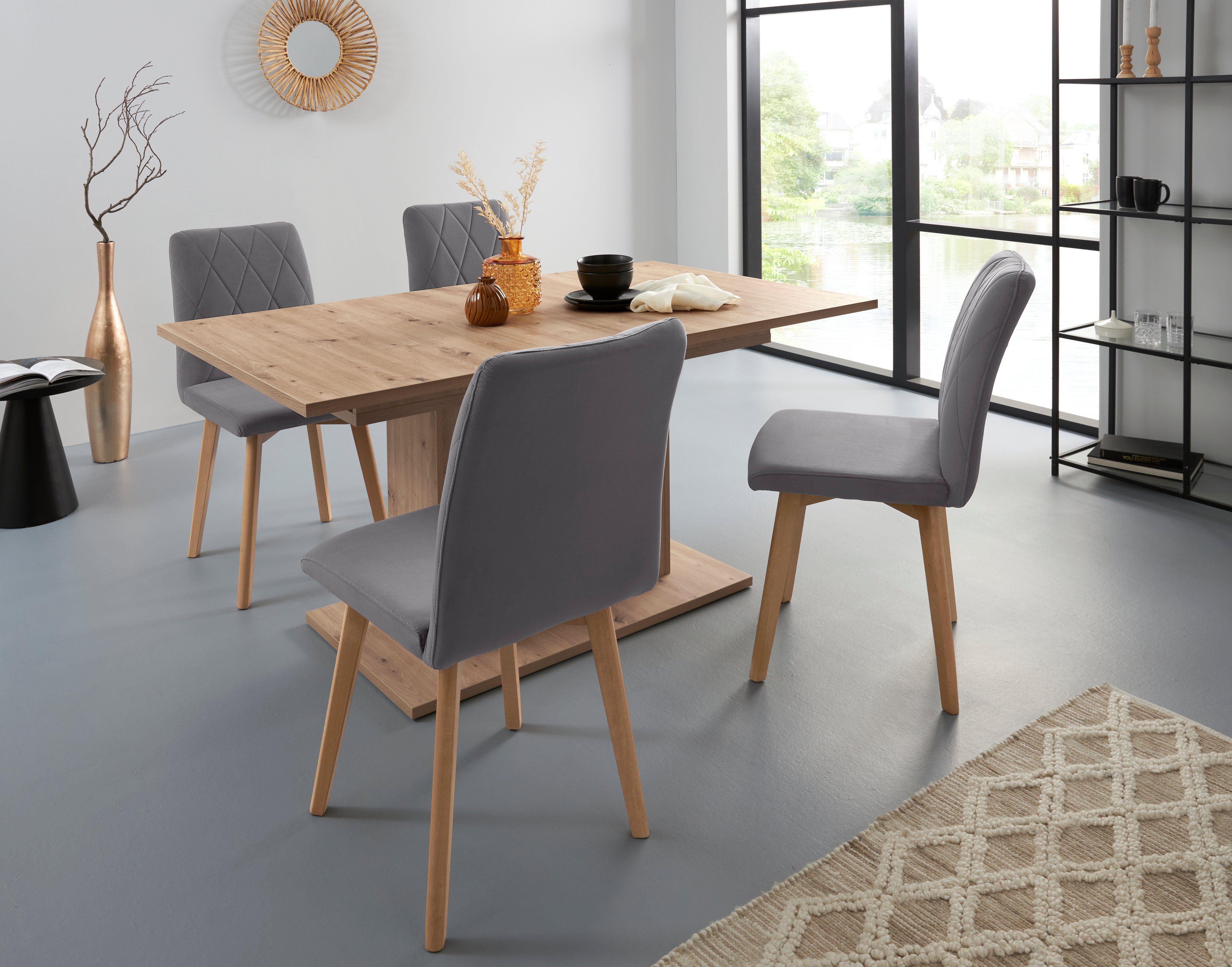 Home affaire 4-Fußstuhl Brest (Set, 2 St), Sitz und Rücken gepolstert, Rautensteppung im Rueckenlehne