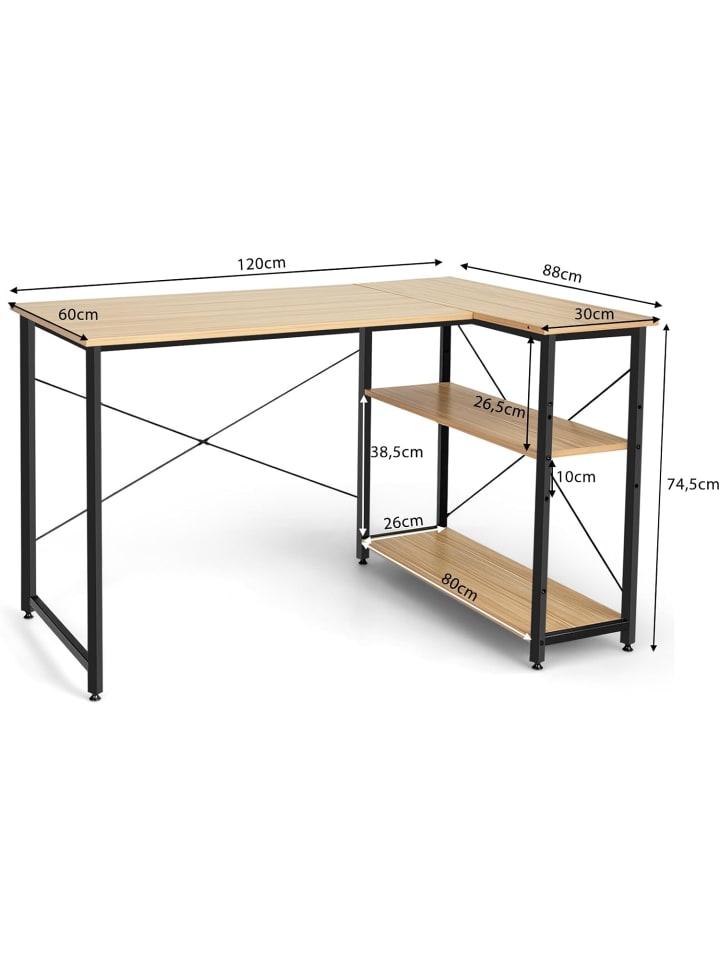COSTWAY Schreibtisch L-Form in Beige günstig kaufen onesize