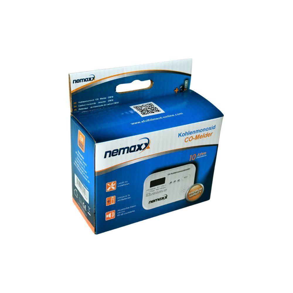 NEMAXX Kohlenmonoxid Gasmelder Gaswarner nach DIN EN50291 Nemaxx CM18 Rauchmelder