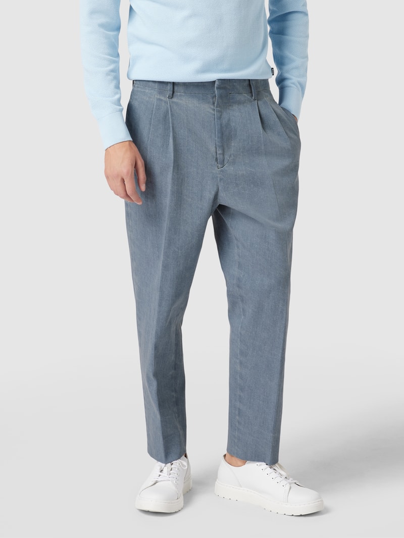Hose mit fixierten Bundfalten Modell 'MAN WASHED WIDE LEG PANT' in dunkelblau
