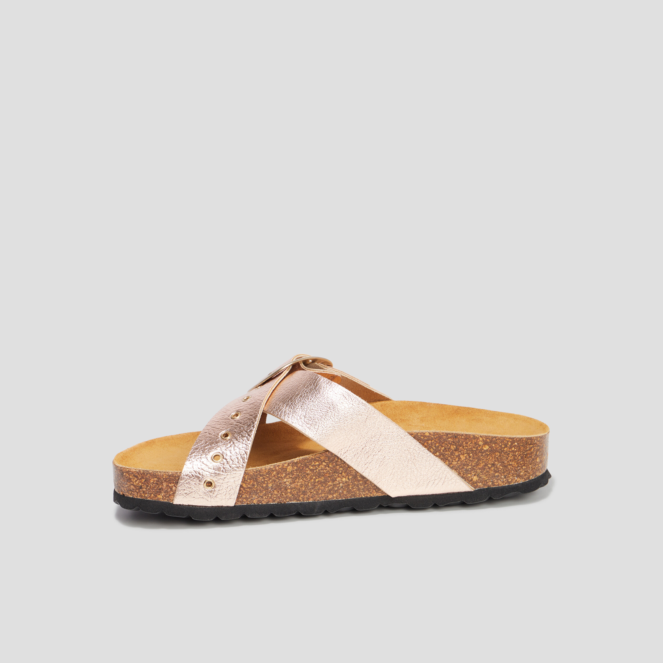 Mules brides croisées rose champagne femme | La Halle