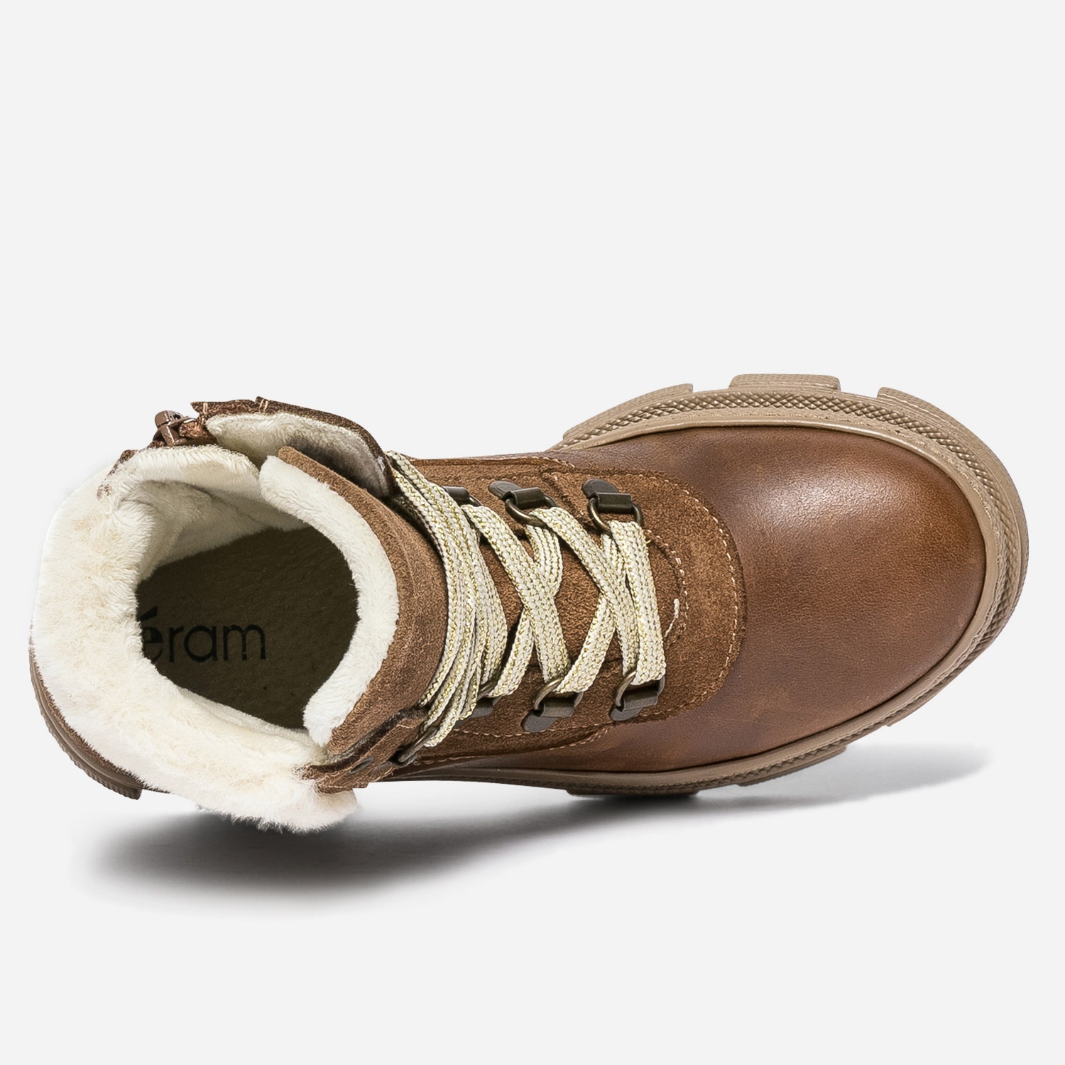 Boots marron en cuir et cuir velours fourré