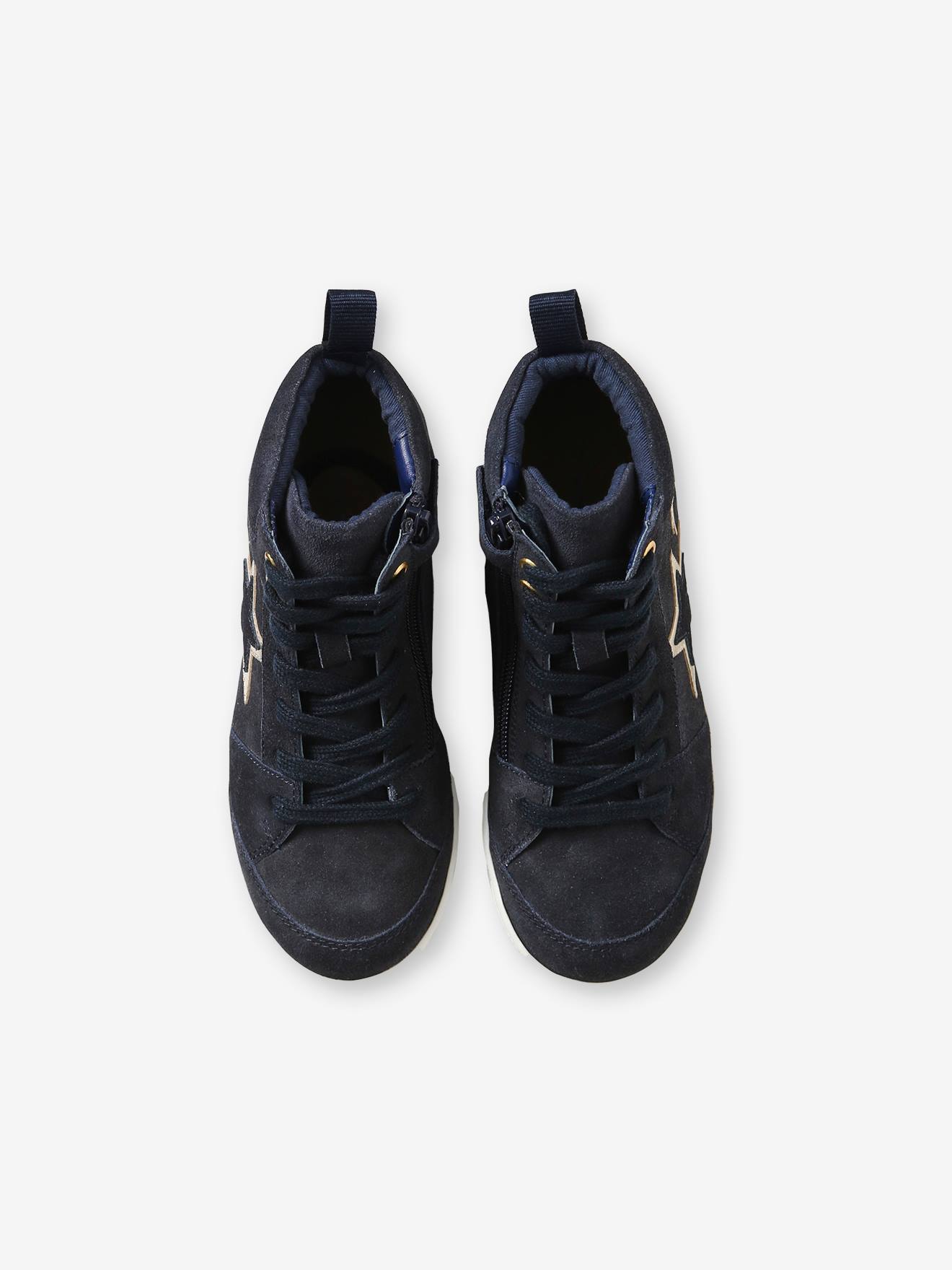 Vertbaudet Mädchen High-Sneakers mit Reißverschluss, Sterne - marine