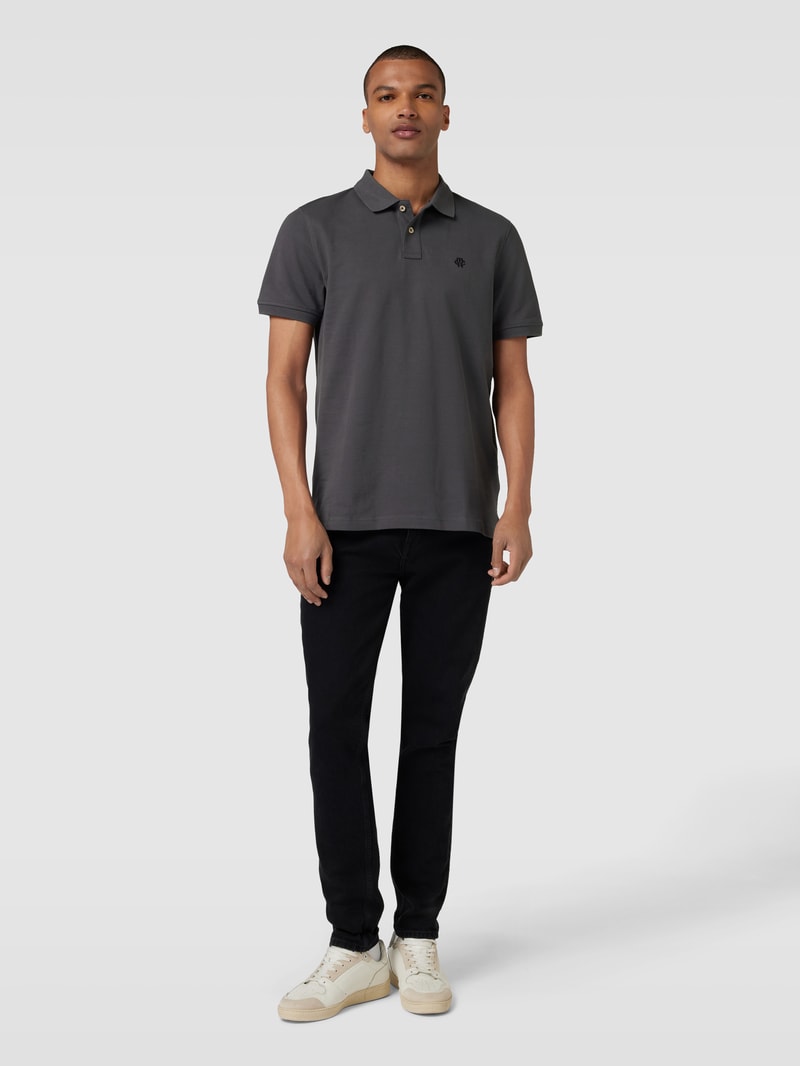 Poloshirt mit Label-Stitching in dunkelgrau