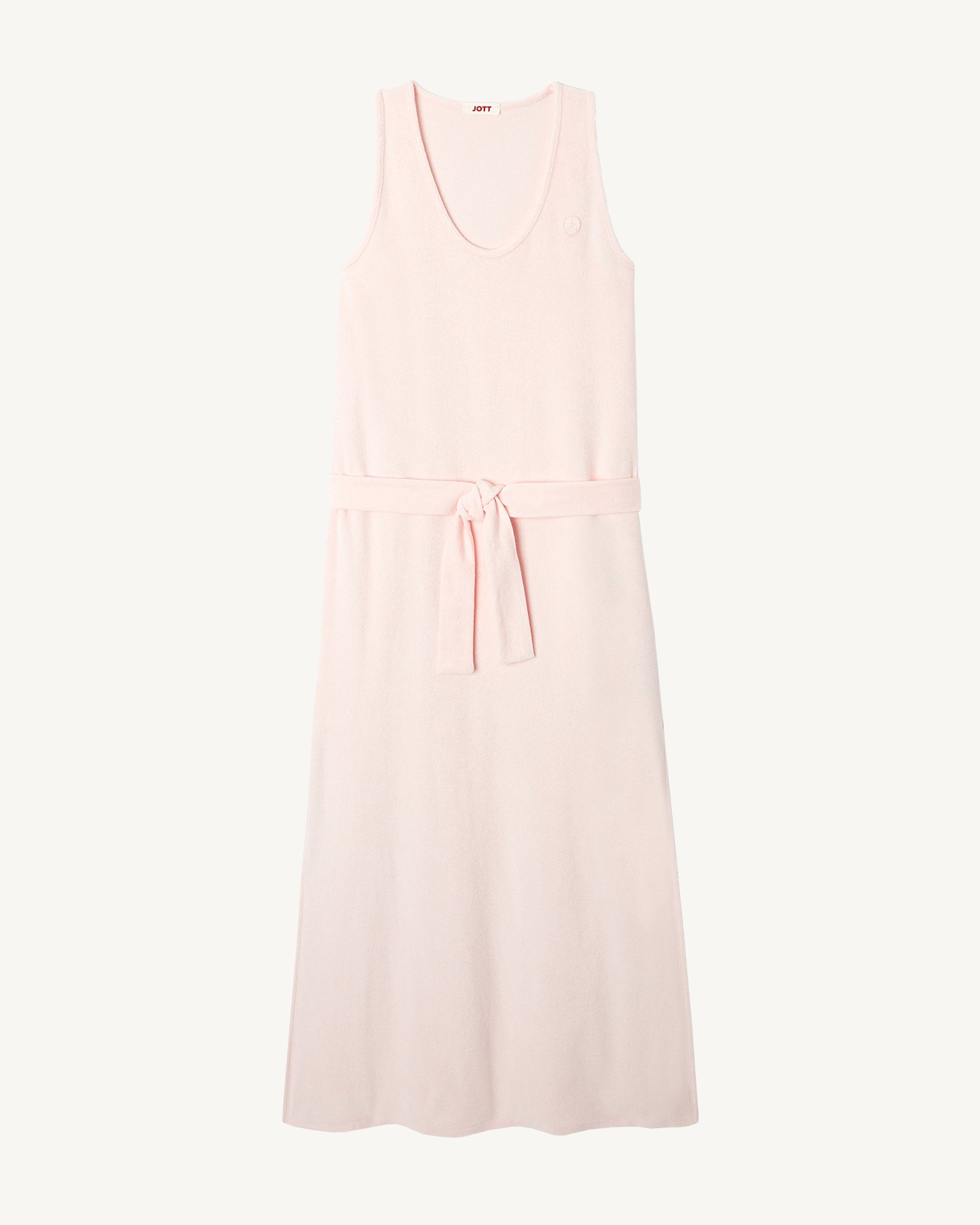 Robe longue ceinturée éponge Rose clair Ibiza