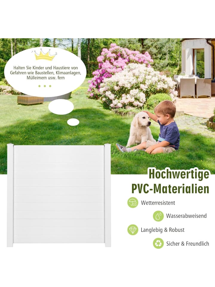 COSTWAY Gartenzaun 2tlg.124cm hoch in Weiß günstig kaufen onesize