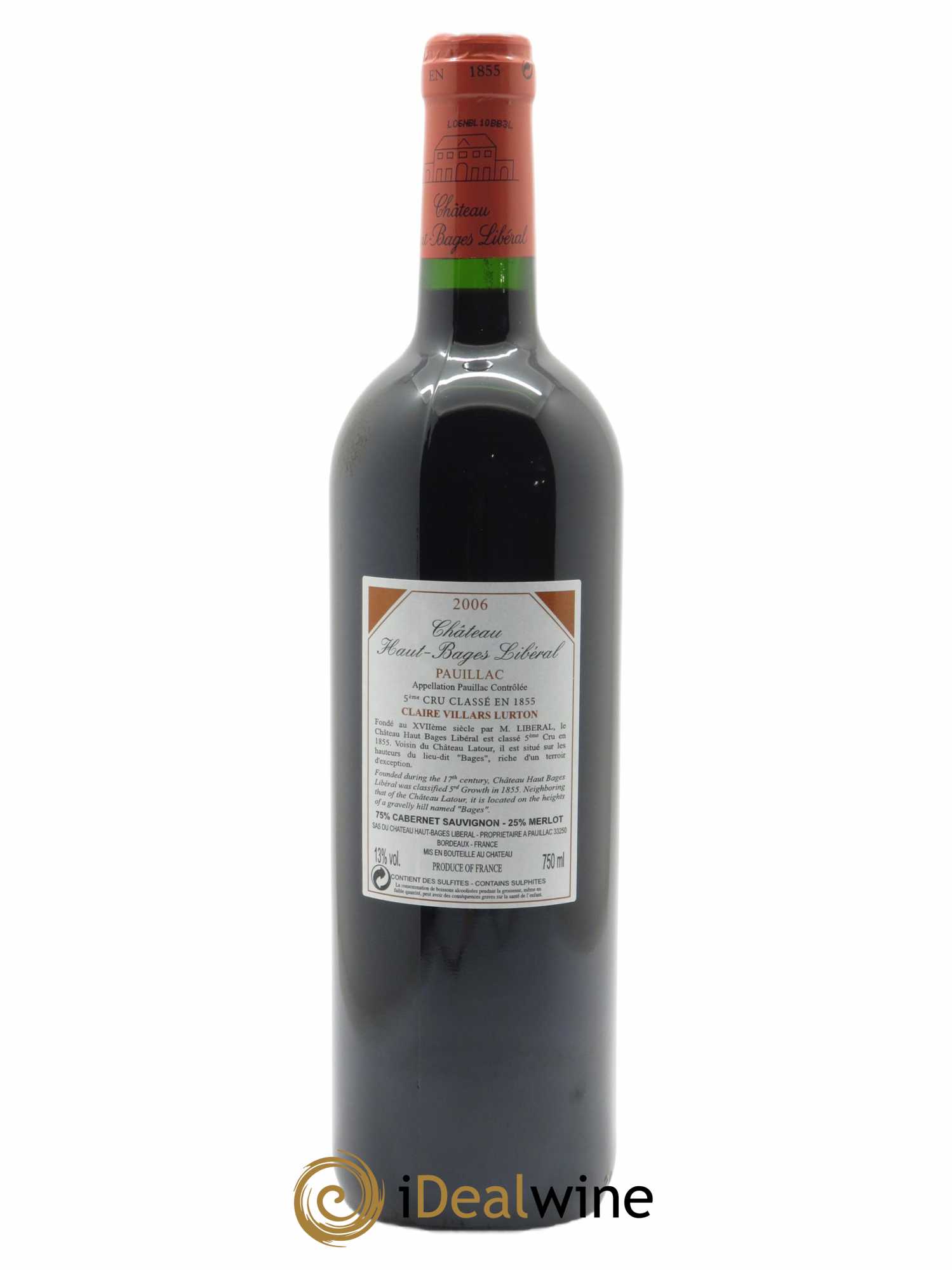Château Haut Bages Libéral 5ème Grand Cru Classé (CBO à partir de 12 bts) 2006 - Lot de 1 Bouteille