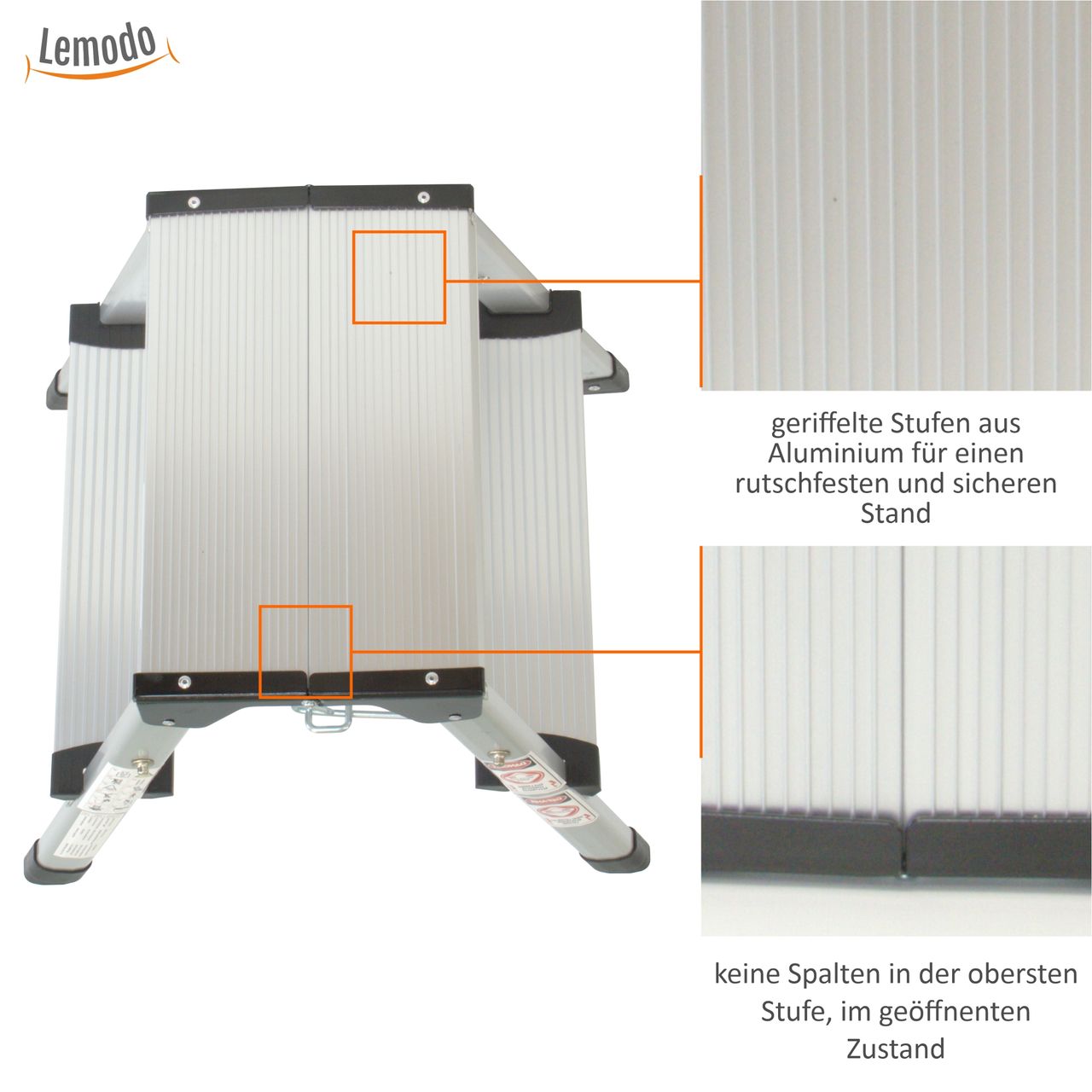 Lemodo Alu Trittleiter mit 2 Stufen